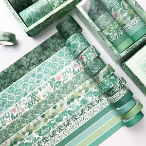 Cinta Washi Estilo Chino Vintage Caja Multicolore Patrón Botánico Geométrico Estampado Decorativo Scrapbooking Bricolaje Cinta Papel
