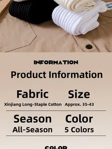 Detail of Xinjiang long-staple cotton retro crew socks showing 5 colors and size 35-43