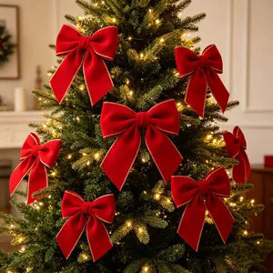 Christmas Red Velvet Ribbon With Gold Wired Edge For Holiday Tree Decor Gift Wrapping DIY Crafts Party Supplies