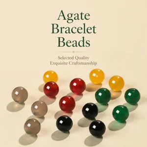 Polished multi-color agate round beads for DIY jewelry with smooth glass luster