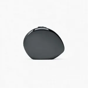 Modern charcoal pebble-shaped semicircular hard case evening clutch with metallic finish