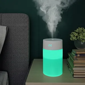 Portable USB desk humidifier with colorful atmosphere light and mist spray for home bedroom