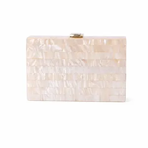 Acrylic Evening Clutch Bag Artificial Pearl Marble Texture Striped Handbag With Metal Chain For Women Party Wedding Banquet