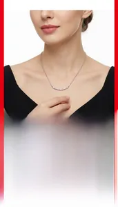 Close-up of S925 sterling silver moissanite necklace with elegant curved pendant detail