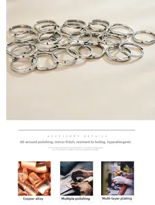 Detailed view of polished copper alloy initial rings with multilayer silver plating