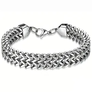 Pulsera de Cadena Cubana de Doble Capa de Acero Inoxidable Minimalista para Hombres Mujeres Hip Hop Pesado Pulido Joyería Regalo