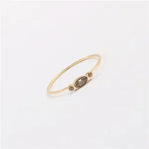 Minimalist Titanium Steel Zirconia Ring Gold Plated Thin Band Marquise Gemstone Jewelry Japanese Ins Style Ring For Women