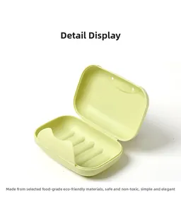 Macro detail of green travel soap box featuring interior drainage ridges and secure lid