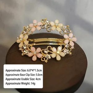 Detailed size specifications for the vintage floral rhinestone spring hair clip