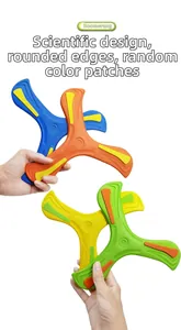 Detailed close-up showing vibrant EVA foam boomerangs in blue, orange, yellow and green