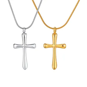 Colliers croix en acier inoxydable or et argent avec chaînes serpent élégantes