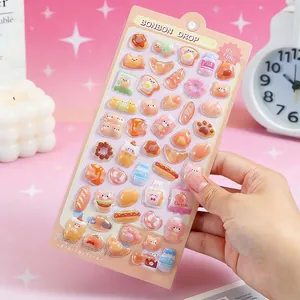 Cute 3D Relief Stickers Resin Epoxy Crystal DIY Decoration For Journal Scrapbooking Phone Case Cartoon Style For Girls