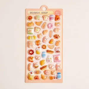 Japanese 3D cartoon embossed stickers set featuring cute animals and desserts