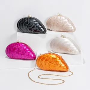 Elegante Bolso De Noche De Acrílico En Forma De Concha Con Cierre De Perla Artificial Cartera De Resina Para Mujer Boda Fiesta