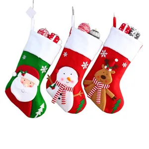Three-piece Christmas stocking set with Santa Snowman Reindeer and mini gift boxes