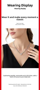 Elegant female model wearing a 925 sterling silver moissanite necklace in classic style