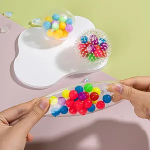 Stretchable sensory maltose stress relief toy with colorful beads in clear TPR material