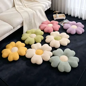 Flower Shaped Throw Pillow Plush Corduroy Floor Seating Cushion Soft Fluffy Floral Macaron Decor For Sofa Office Chair Home