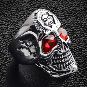 Vintage Skull Ring For Men Alloy Punk Gothic Biker Jewelry With Distressed Oxidized Finish