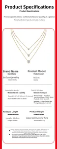 Detailed size specifications table for S925 sterling silver moissanite necklaces