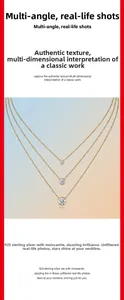 Detailed view of three 925 sterling silver necklaces with brilliant moissanite pendants