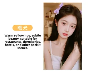 Detailed effect of warm LED light on skin tone during selfie for smartphone use