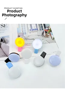 Multiple colors of clip-on LED selfie ring lights with warm and cool lighting modes