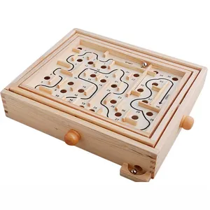 Classic Wooden Labyrinth Maze Balance Board Game With Metal Ball Educational Toy For Kids Adults Hand Eye Coordination