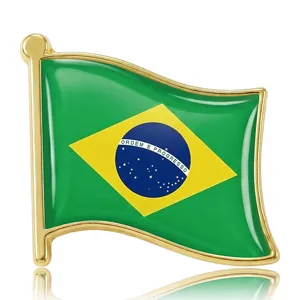 Broche Drapeau National du Brésil Épinglette en Alliage Plqué Or Émail Goutte d'Huile Badge pour Vêtements Bijoux Unisexe Cadeau