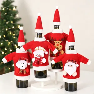 Christmas Wine Bottle Covers Knitted Sweater And Hat Decoration Holiday Table Decor Santa Snowman Reindeer Bear