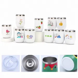 Edelstahl Isolierter Eiförmiger Becher Vakuum-Tumbler Mit Deckel Weihnachten Cartoon Tragbarer Kaffee Weinbecher