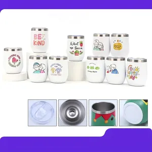 Stainless Steel Insulated Egg Shaped Cup Vacuum Tumbler With Lid Christmas Cartoon Portable Coffee Wine Mug