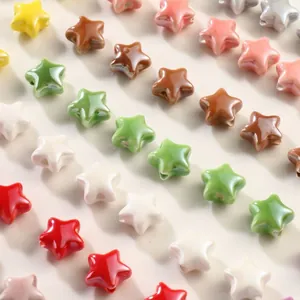 Glossy ceramic star beads in multiple colors for DIY handmade jewelry and necklaces