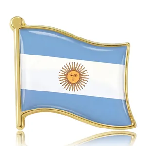 Broche Drapeau National Argentine Ukraine en Alliage Émaillé Plaqué Or Badge de Drapeau Ondulé pour Vêtements Sac à Dos Bijoux