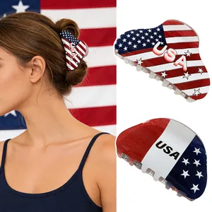 Lot de pinces à cheveux drapeau USA avec étoiles et rayures rouges blanches et bleues