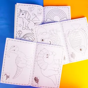 A5 cartoon unicorn coloring book set with various animal line art and stickers for kids
