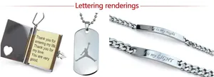 Custom engraved stainless steel jewelry set featuring book pendant and link bracelet