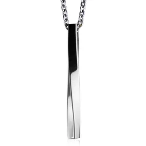 Minimalist Titanium Steel Twisted Bar Pendant For Men Women Geometric Mirror Polished Pendant Only Without Chain Jewelry