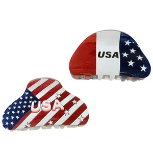 Lot de 2 pinces à cheveux drapeau américain avec motifs étoiles et rayures à paillettes