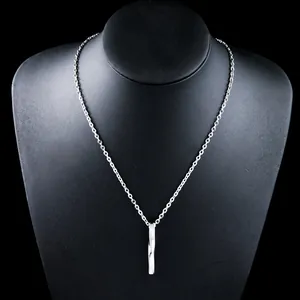 Gros plan d'un collier avec pendentif pilier torsadé argenté sur un buste noir