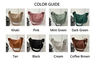 Multiple colors of corduroy crossbody bags with cute animal charms in grid display
