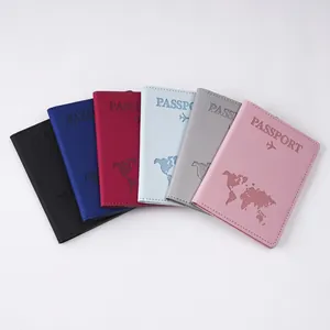 Travel Passport Holder And Luggage Tag Set PU Leather World Map Embossed Document Organizer Travel Wallet For Men Women
