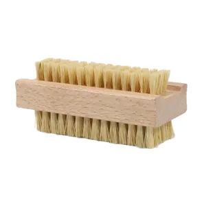 Double-sided wooden nail brush with natural bristles and ergonomic beechwood handle