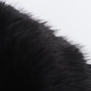 Detailed macro view of premium black faux fur texture with high density and soft luster