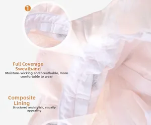 Detail of pink baby sun hat showing the full-wrap sweatband and composite lining