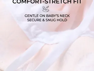 Detail of pink cotton baby sun hat showing secure chin strap and floral pattern