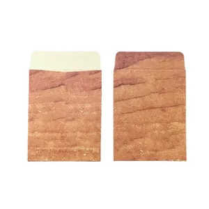 Vintage wood grain brown paper envelope set with thick textured wood ring pattern finish