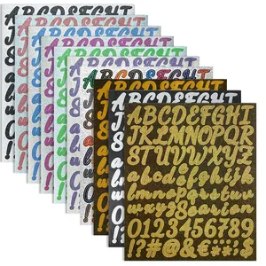 Glitter Alphabet Stickers Numbers Self Adhesive Waterproof Decorative Letters For Scrapbooking Graduation Cap Mailbox DIY
