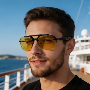 Steampunk Rimless Sunglasses Men Zinc Alloy Metal Frame UV400 Pilot Retro Hollow Bridge Fashion Sun Glasses