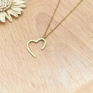 Elegant gold heart pendant necklace for women with a minimalist micro-inlaid design
